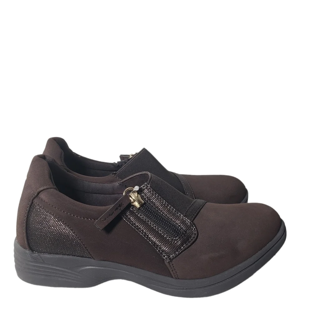 So Lite by Easy Street Dreamy Brown Multi-texture Slip-On Flat Comfort Shoes